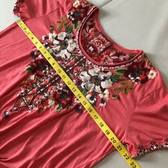 Johnny Was Floral Embroidered Tie-Front Top - Picture 7 of 8